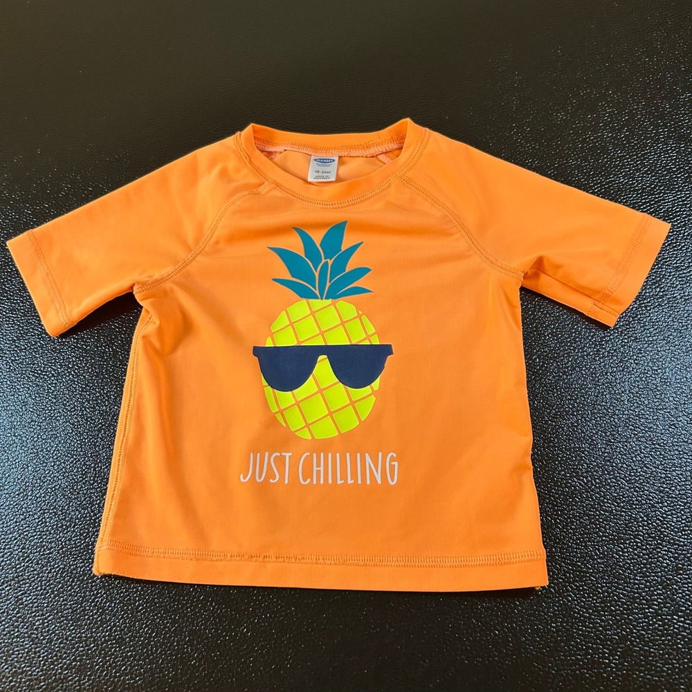 Old Navy Rash Guard Swim Shirt Just Chilling Pineapple Graphic Toddler 18-24M